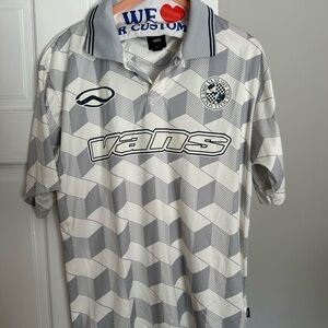 Vans White and Gray Checkered Polo Shirt